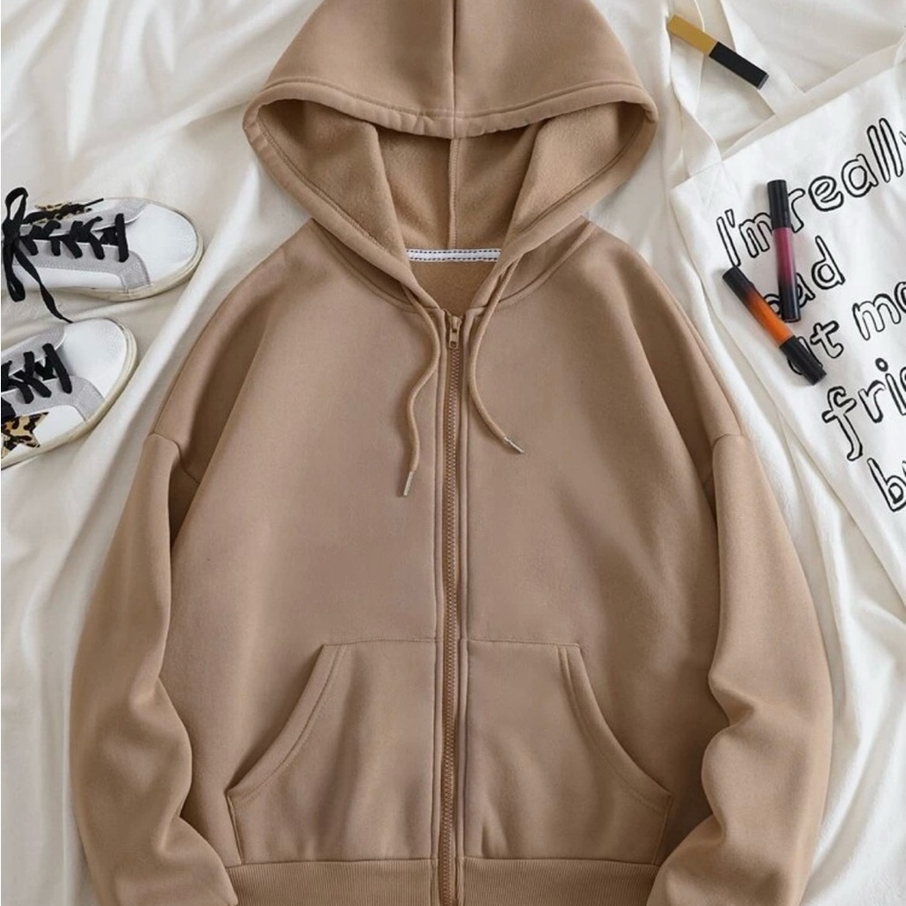 Tan Zip-Up Hoodie